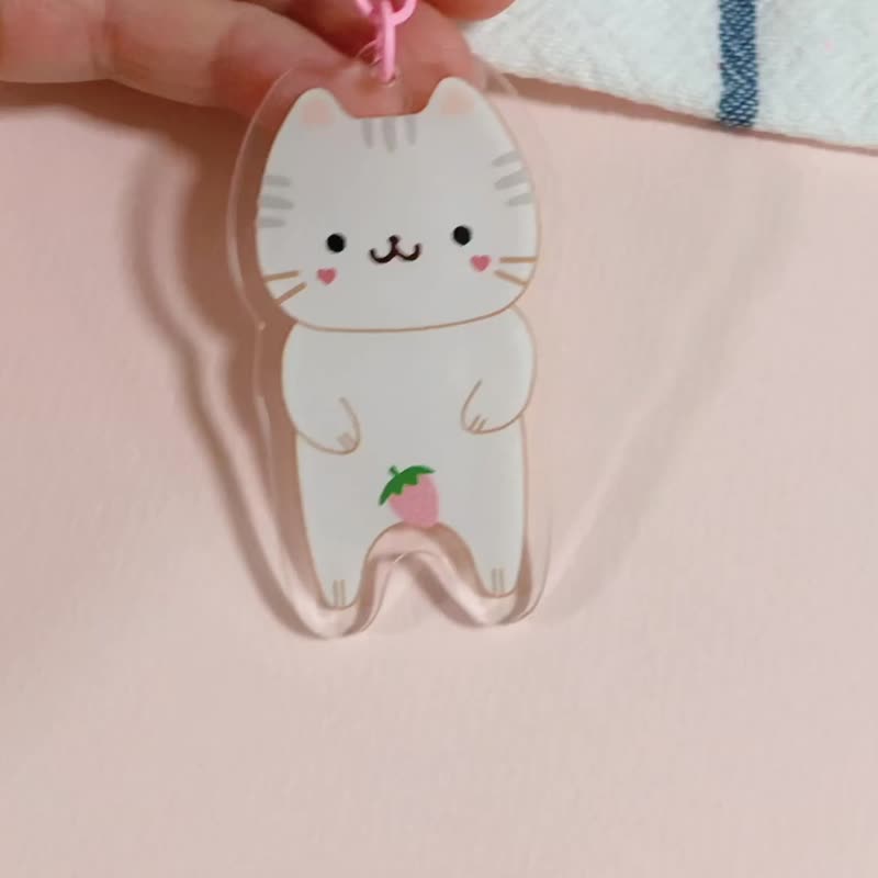 Strawberry Kitten Acrylic Keychain - Keychains - Plastic Khaki