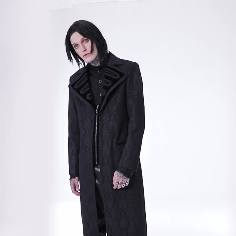 Gothic High Priestess Print Long Coat - Men's Coats & Jackets - Other Materials Black