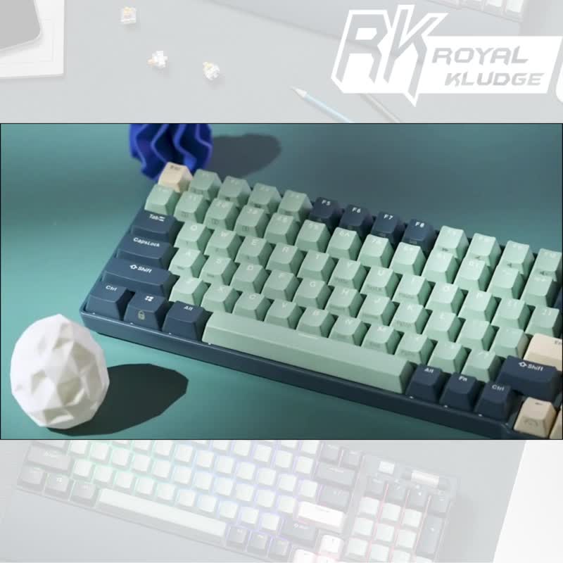 【RK】90% 96-key Bluetooth three-mode wireless mechanical Chinese keyboard K yellow axis RGB forest blue - Computer Accessories - Plastic Blue