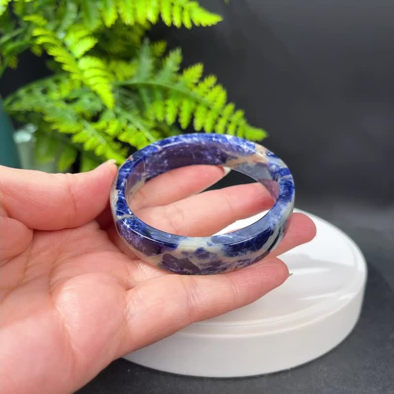 藍紋玉方條手鐲 55MM 牛仔藍白漸變方納石手環 舒緩壓力 安氣寧神 - 手鍊/手環 - 半寶石 藍色