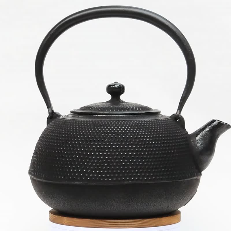 Nanbu tekki tetsubin japanese cast iron kettle flat and round arare 2.3L - ถ้วย - โลหะ สีดำ
