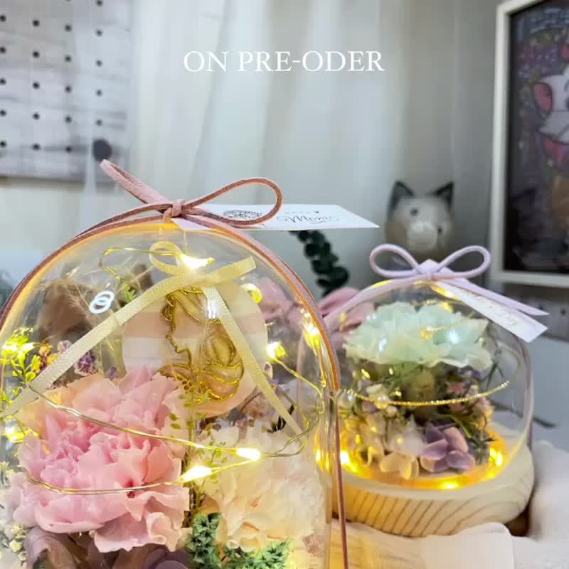 [Pre-order] Mother's Day Carnation Flower Cup/Everlasting Carnation/Night Light/Glass Flower Cup - Dried Flowers & Bouquets - Plants & Flowers 