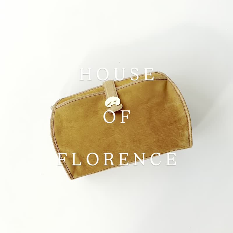 HOUSE OF FLORENCE拼接真皮手拿包F12 vintage - 化妝包/收納袋 - 真皮 