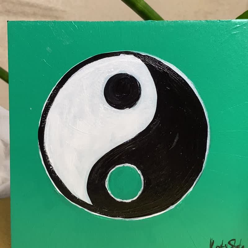 Yin yang wall art. Taoist painting. Chinese wall art. Asian wall art - Posters - Other Materials Green