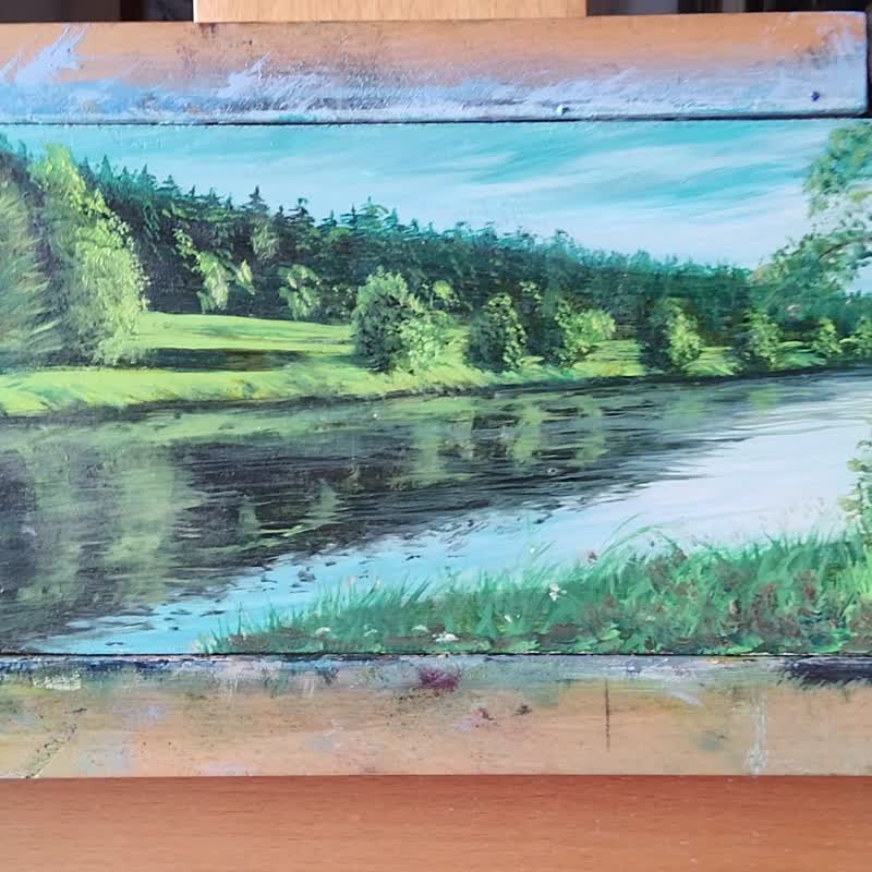 River Bank Painting Original Landscape 16x20 inches Impressionist  OilPainting - 插畫/繪畫/寫字 - 其他材質 