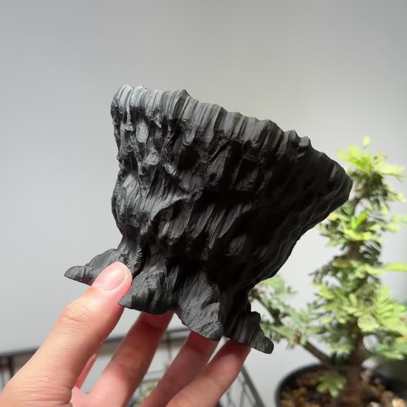 CBP009植木鉢 原創設計/3D列印/多肉塊根植物/盆器盆栽/送禮 - 盆栽/植栽 - 塑膠 黑色