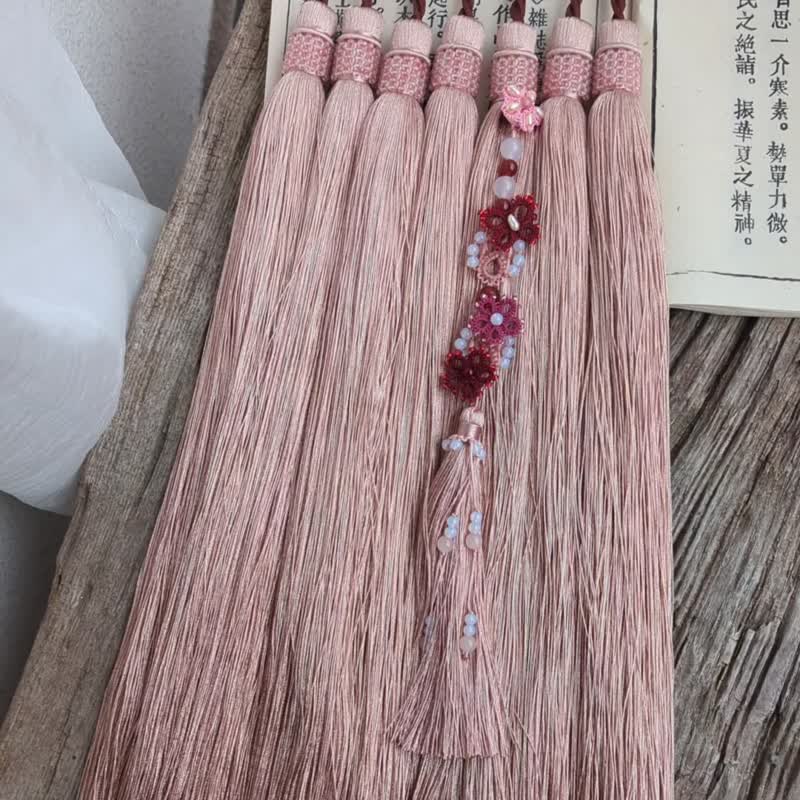 Guqin Tassel Guqin Tassel Guqin Accessories Primrose Pink Watermelon Crystal Bead Ring Pearl Flower Butterfly Spike - พวงกุญแจ - คริสตัล สึชมพู