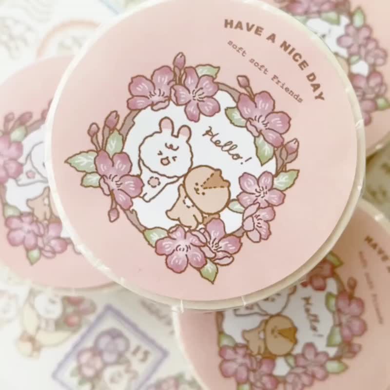 軟綿綿的花卉集郵冊一代3cm特殊油墨和紙膠帶附離型紙 - 紙膠帶/和紙/PET - 紙 咖啡色