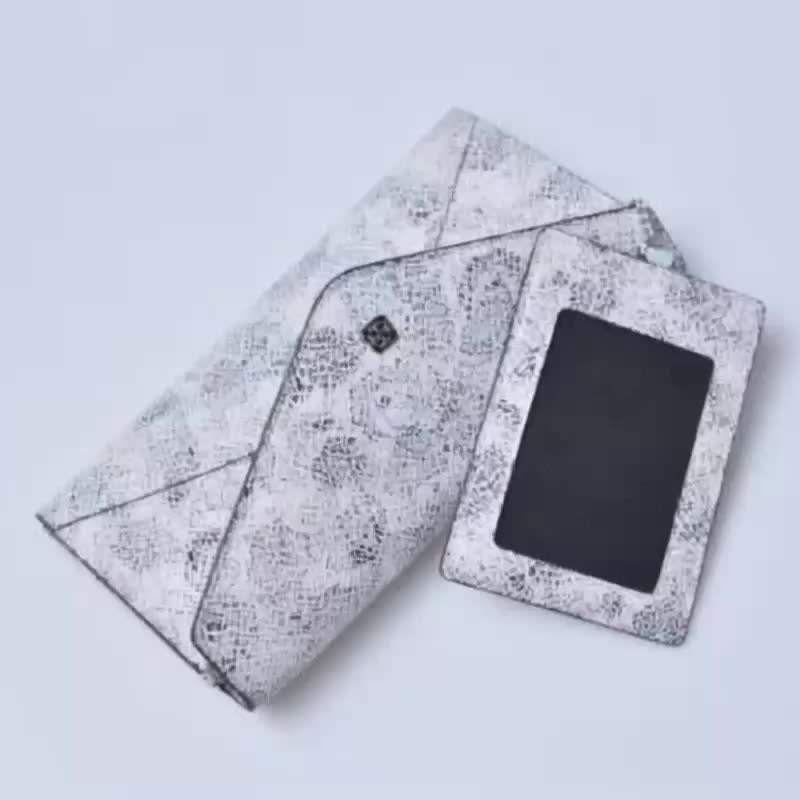 Tosca | Envelope CardCase Wallet /藍暗花-真皮卡套 長錢包 - 錢包/皮夾/長短夾 - 真皮 