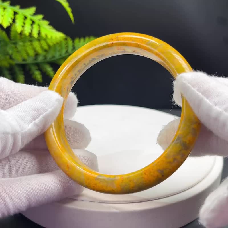 大黃蜂碧玉手镯 63MM 高瓷玉化金腰帶 印度尼西亞寶石 積極主動 - 手鍊/手環 - 寶石 黃色