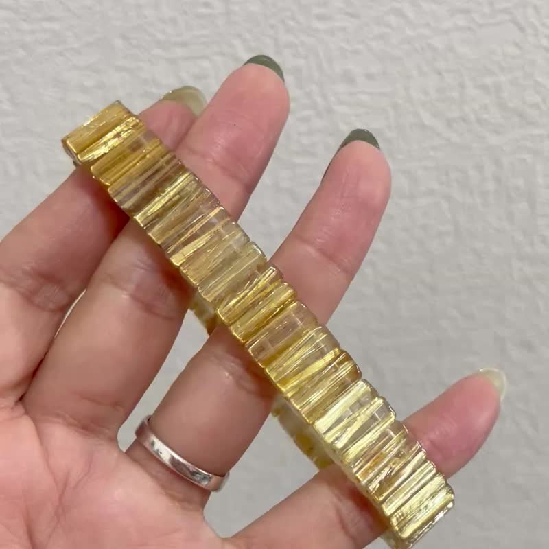 招財必備 金條閃耀【精品等級鈦晶手排】強化氣場/一物一拍 - 手鍊/手環 - 水晶 金色