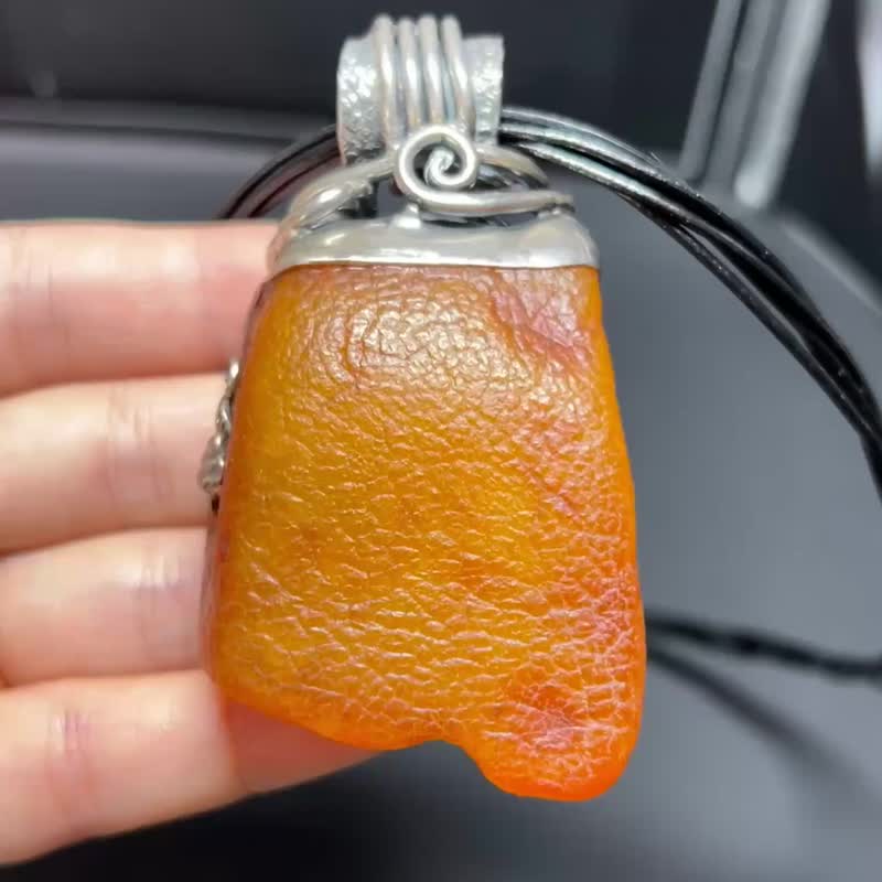歐款新貨   天然波羅的海海漂蜜蠟項鏈 全皮原石 s925銀鑲嵌 蜜蠟 - 手鍊/手環 - 水晶 