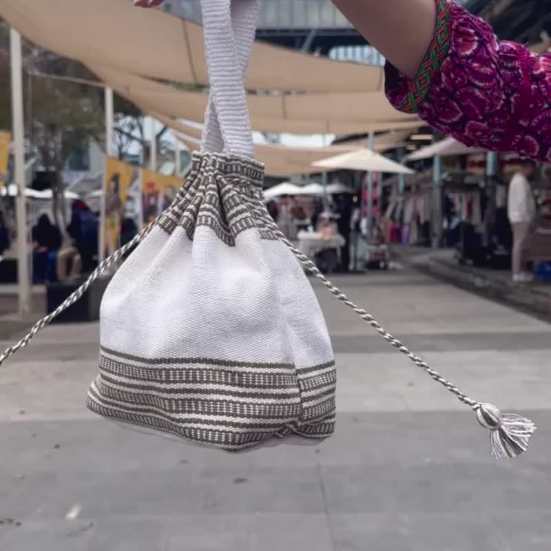 尼泊爾丨茶點棉質包-咖啡奶酪 - 手提包/手提袋 - 棉．麻 咖啡色