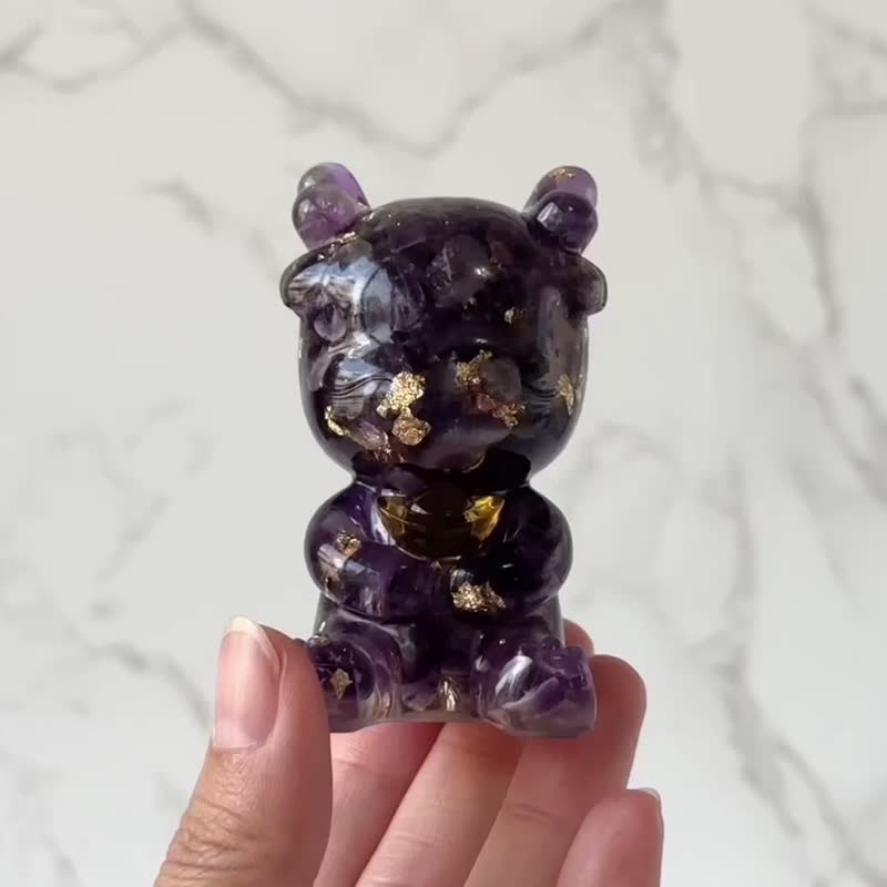 Five Elements Crystal Dragon | Natural Stone Handmade Ornaments | Christmas Gift Exchange Gifts New Year Gifts - ของวางตกแต่ง - คริสตัล หลากหลายสี