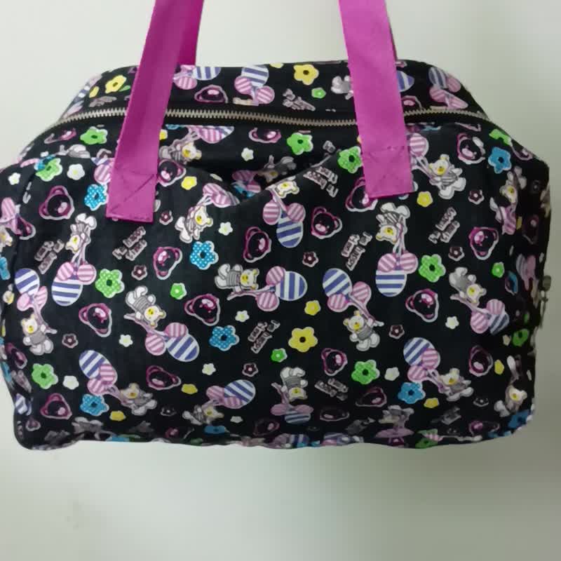 Large denim bag,  bag with a children's print, black bag with a print - Other - Other Materials Multicolor