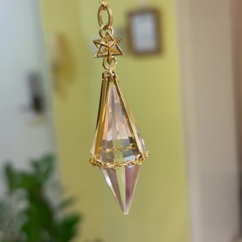 Sacred Bonding 白水晶 靈擺 項鍊 水晶頸鏈 情人節禮物 - 項鍊 - 其他金屬 金色