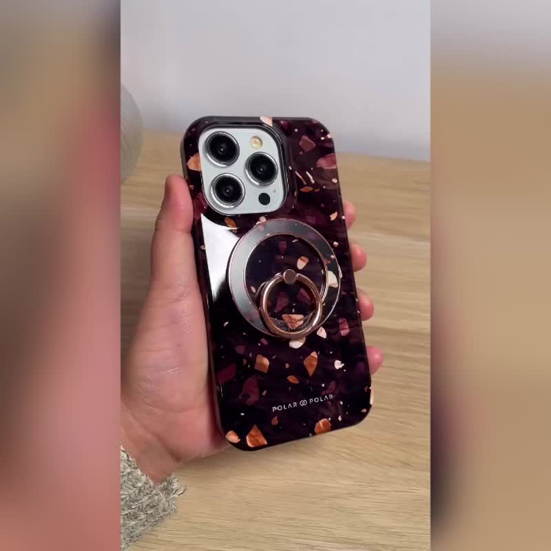 非凡水磨石 iPhone 16/15/14/13 MagSafe 手機殼 - 手機殼/手機套 - 塑膠 咖啡色