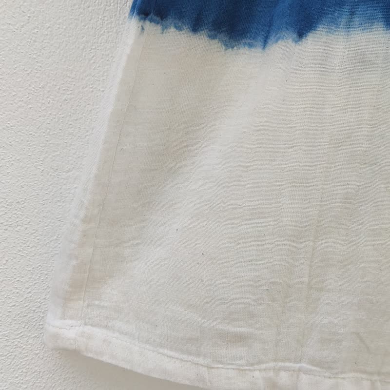 Salu 3 Tone - Cotton Elastic Waist Indigo Dye Long Skirt - Skirts - Cotton & Hemp Blue