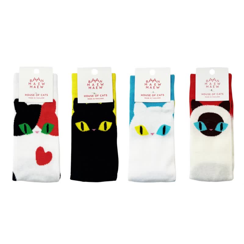 คอลเลกชันถุงเท้าลายน้องแมว Cat Socks Collection - ถุงเท้า - ผ้าฝ้าย/ผ้าลินิน หลากหลายสี