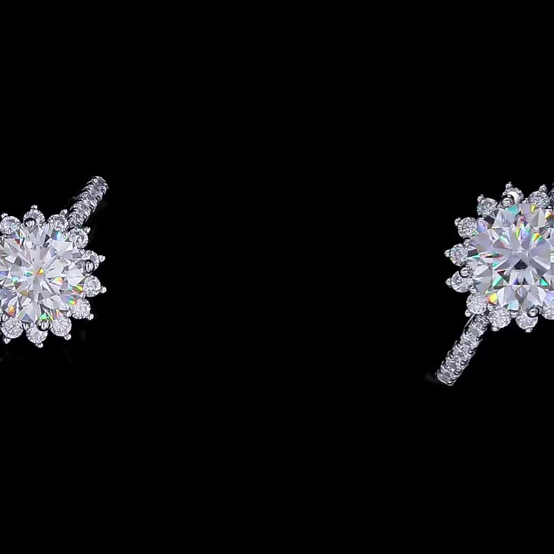 1 Carat Sunflower Moissanite Diamond Ring--Couple Jewelry Emerald Crystal - Necklaces - Diamond 