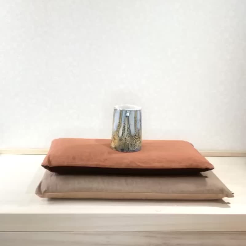 桜の落ち葉の草木染 R 20x40cmサイズ 長方形 麻厚手 座布団 - 枕頭/抱枕 - 棉．麻 橘色