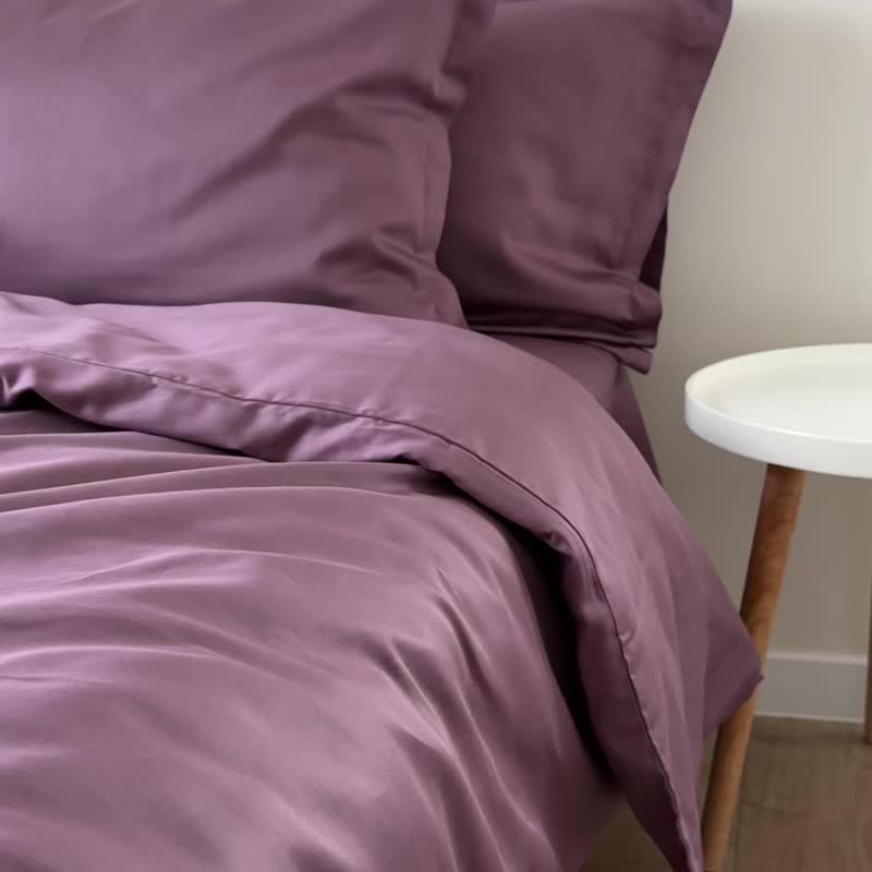 Plum Duvet Cover, Natural 100% Cotton Sateen - เครื่องนอน - ผ้าฝ้าย/ผ้าลินิน สีม่วง