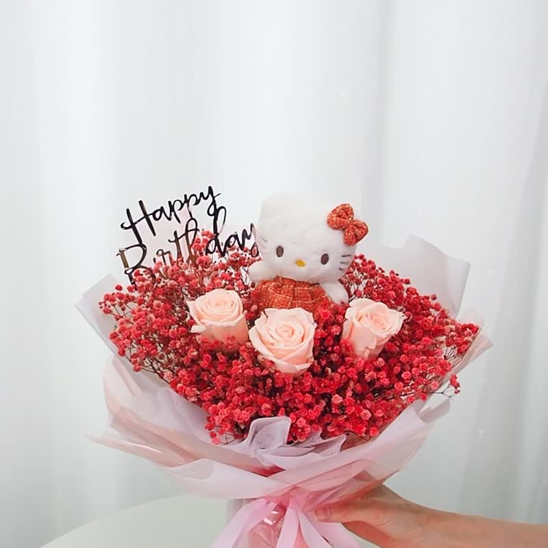 Preserved flower birthday bouquet - ช่อดอกไม้แห้ง - พืช/ดอกไม้ สึชมพู