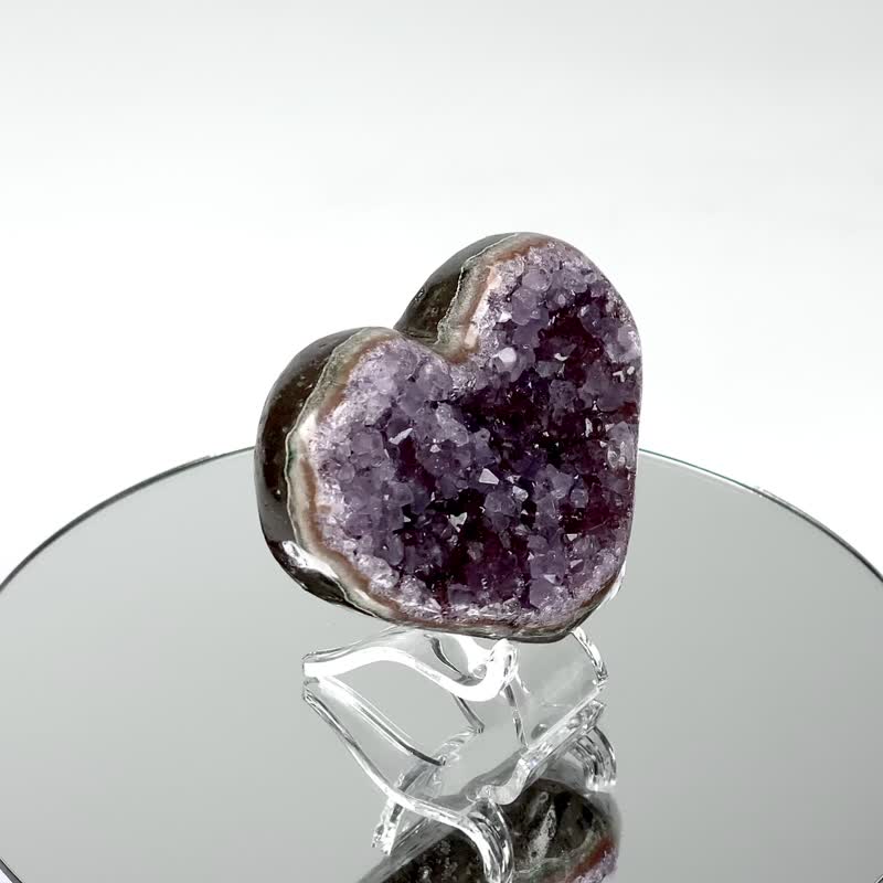 Uruguayan Druzy Amethyst Heart Cluster 460114 - ของวางตกแต่ง - คริสตัล สีม่วง