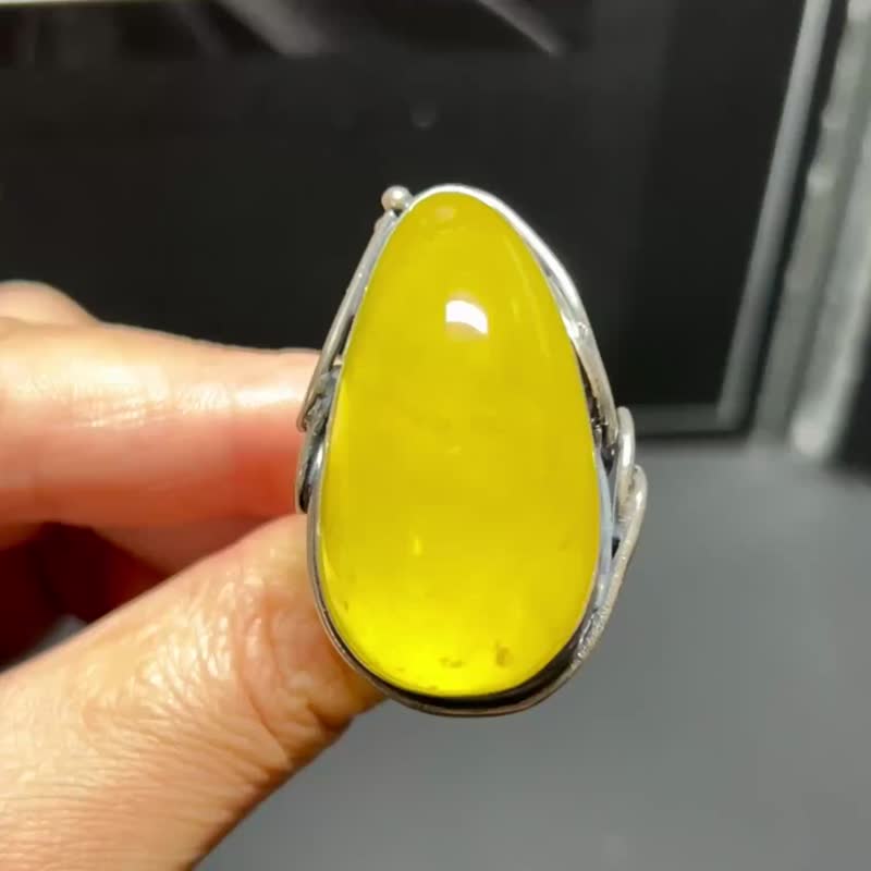 歐款新貨 天然波羅的海蜜蠟戒指  俄料 成色美 活口設計 s925銀鍍 - 手鍊/手環 - 水晶 