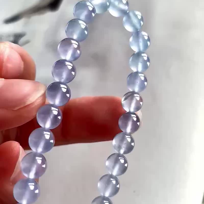 Ice Jade Natural Jade A Jade Bead Chain Bracelet Necklace • High Ice Jade Violet Jade Bracelet - สร้อยข้อมือ - หยก สีม่วง