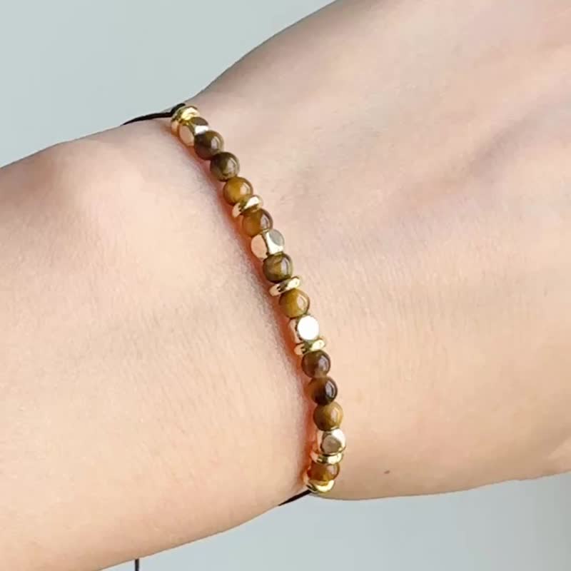 Brave Morse Code Bracelet | Tiger's Eye Natural Stone | Gift for Friends. Custom Bracelet - สร้อยข้อมือ - หิน สีนำ้ตาล