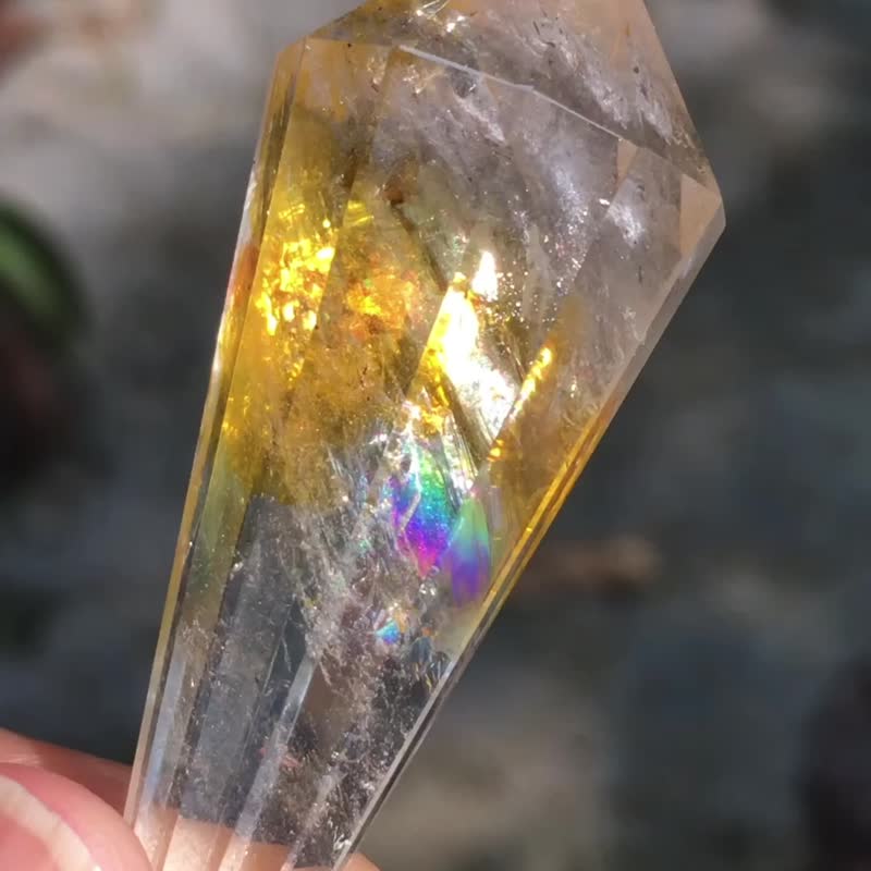 【Lost and find】Rare Stone pyrite crystal dusk bird necklace 1T65 - สร้อยคอ - เครื่องเพชรพลอย สีส้ม