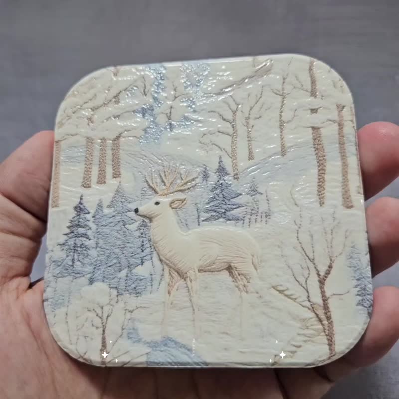 Dear Deer - Ceramic Coaster - ที่รองแก้ว - ดินเผา สึชมพู