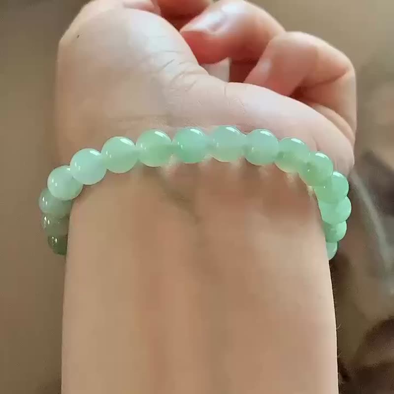 冰種翡翠天然翡翠 A玉 玉珠 玉鏈手鏈 • 冰種晴水翡翠手串 - 手鍊/手環 - 玉石 綠色