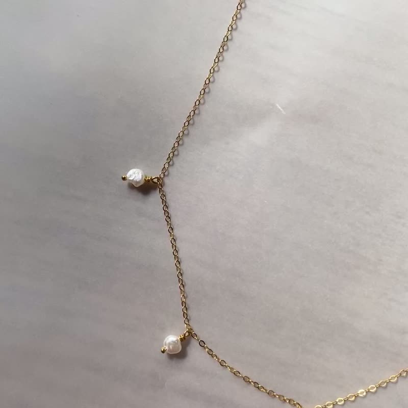 14K Gold Pack Pearl Necklace_Nobility 14KGF necklace - สร้อยคอ - ไข่มุก ขาว