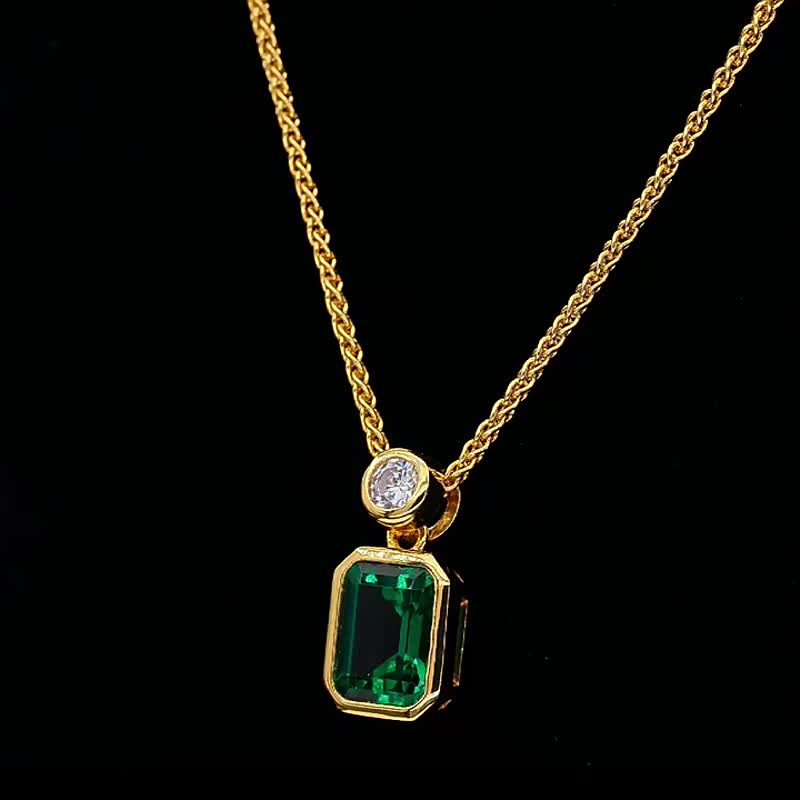 人工培育祖母綠項鍊--情侶飾品 翡翠 水晶 - 項鍊 - 寶石 