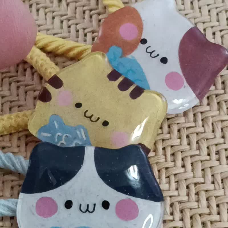 咪咪造型髮扣 l 咪咪星人(一對) - 熱縮片 x UV 膠 - 髮夾/髮圈 - 樹脂 橘色