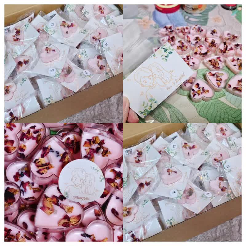 [Scented rose petal tea candle*30 pieces] Custom-ordered candle wedding souvenir soy Wax magic candle - น้ำหอม - ขี้ผึ้ง สีแดง