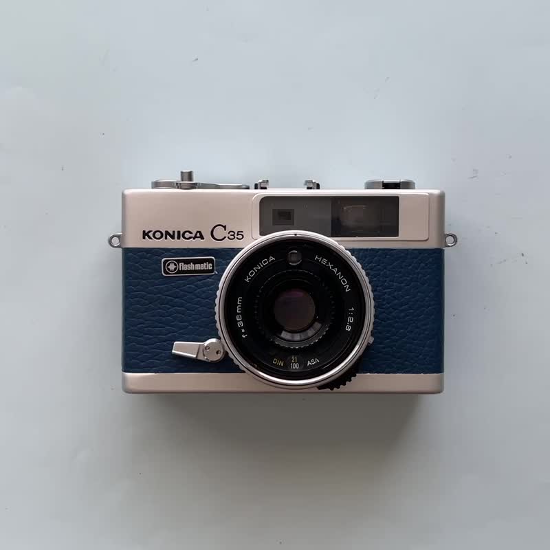 【整修試拍 可正常使用】Konica C35 35mm 底片相機－象牙白 - 相機/拍立得/底片相機 - 其他金屬 藍色