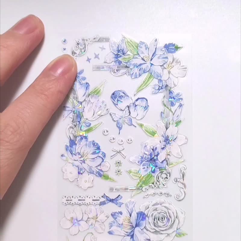 OKMT新七天 流麻咕卡貼紙PET花卉手帳手賬膠帶晨露百合 月輝清露 - 紙膠帶/和紙/PET - 塑膠 多色