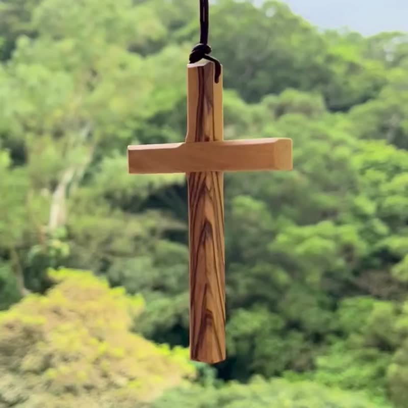 Necklace,Car Hanging,Universal Ornament,Imported Olive Wood Cross Accessory - สร้อยคอ - ไม้ สีนำ้ตาล