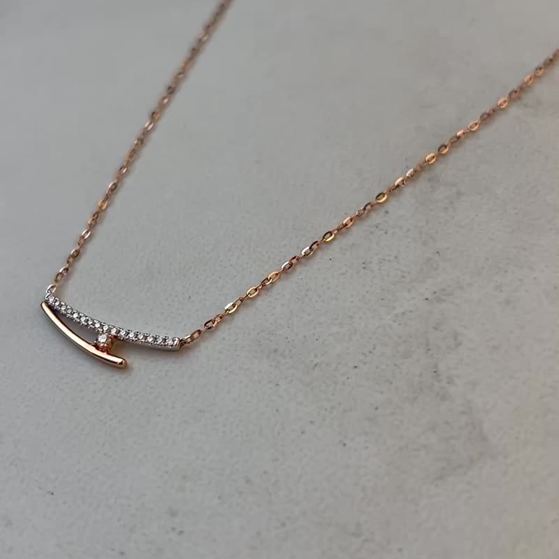 14k Rose Gold Small Diamond Necklace - สร้อยคอ - โรสโกลด์ สึชมพู