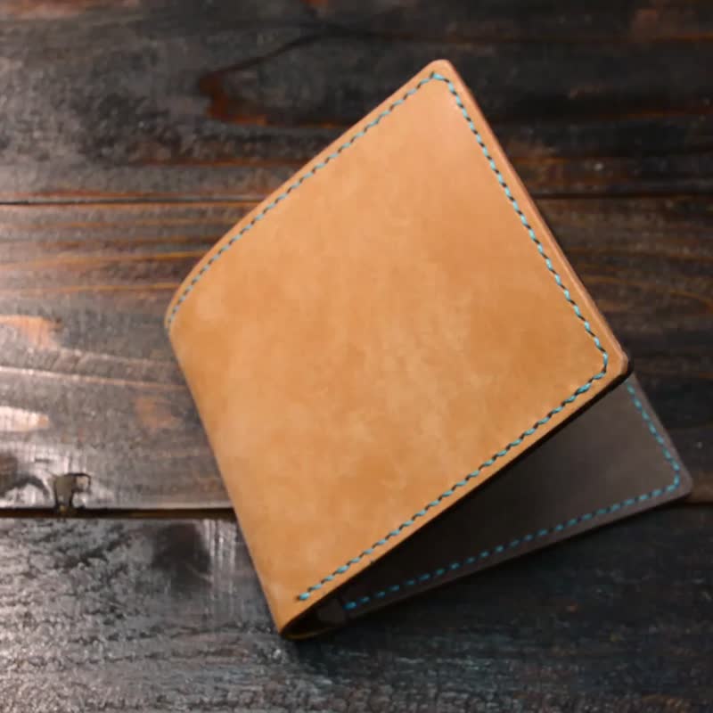 Italian leather MAYA bifold wallet / Cognac / hand sewing - กระเป๋าสตางค์ - หนังแท้ สีนำ้ตาล