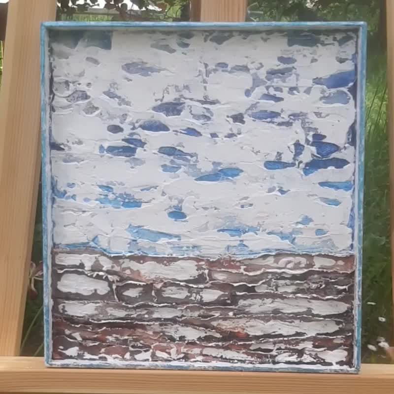 Small abstract painting from the artist, a landscape in gray shades - 壁貼/牆壁裝飾 - 其他材質 咖啡色