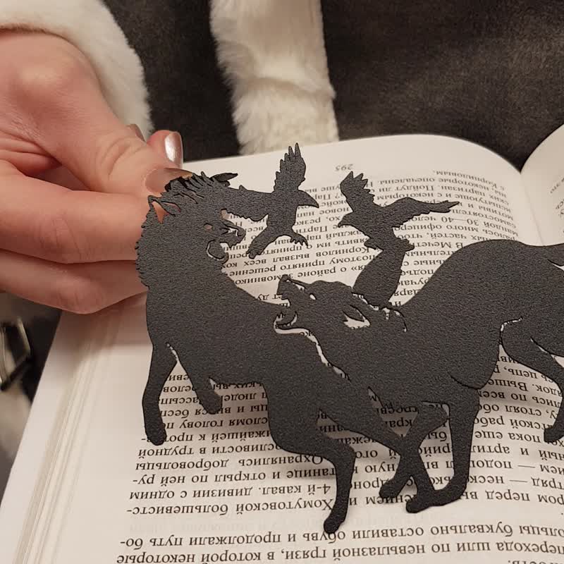 Wolves & Raven Metal Bookmark – The Call of the Wild - 書籤 - 其他金屬 黑色