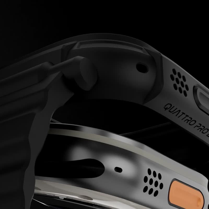 畢業禮-AppleWatch Ultra1/2 QuattroPro一體成形軍規錶帶+鋼化膜 - 錶帶 - 環保材質 