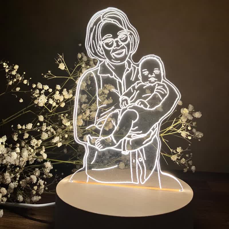 【客製化小夜燈】贈送胸章及卡片-畢業、生日、結婚、彌月、禮物 - 燈具/燈飾 - 壓克力 