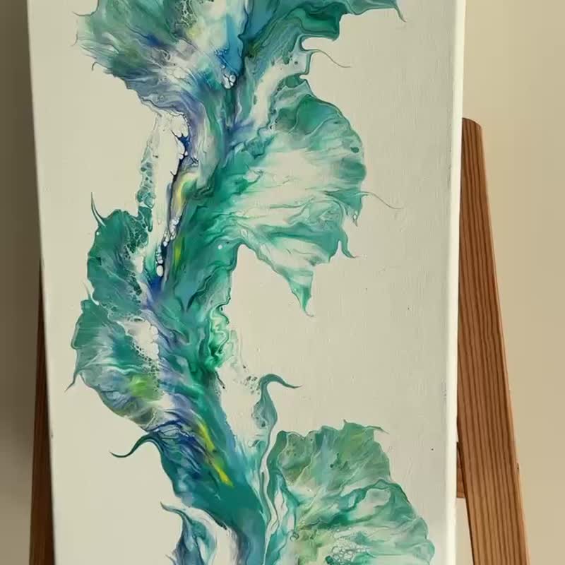 流體藝術 • 擺佈畫作 • 抽象原創丙烯酸畫擺佈畫作30x60cm - 海報/掛畫/掛布 - 棉．麻 藍色