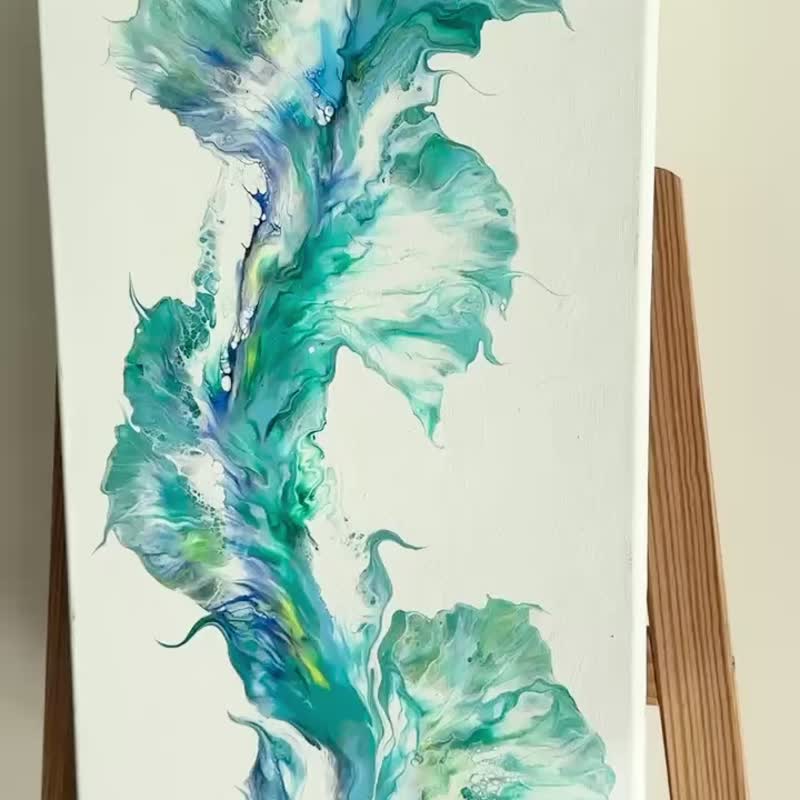 流體藝術 • 擺佈畫作 • 抽象原創丙烯酸畫擺佈畫作30x60cm - 海報/掛畫/掛布 - 棉．麻 藍色