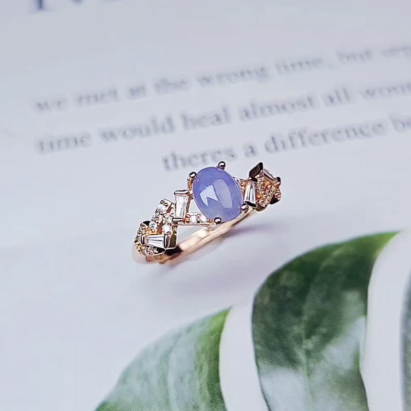 Nobles are lucky to have peach blossoms|Ice Demon Purple|Myanmar A-quality jadeite ice purple sterling silver Japanese style irregular ring - แหวนทั่วไป - หยก 